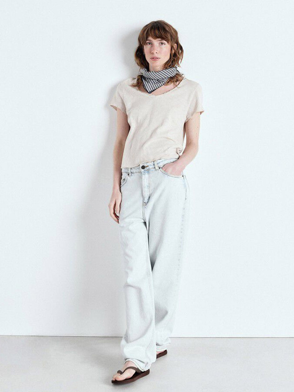 American Vintage Sonoma Cotton V Neck Tee - Vintage Mastic - Collector Store Sydney