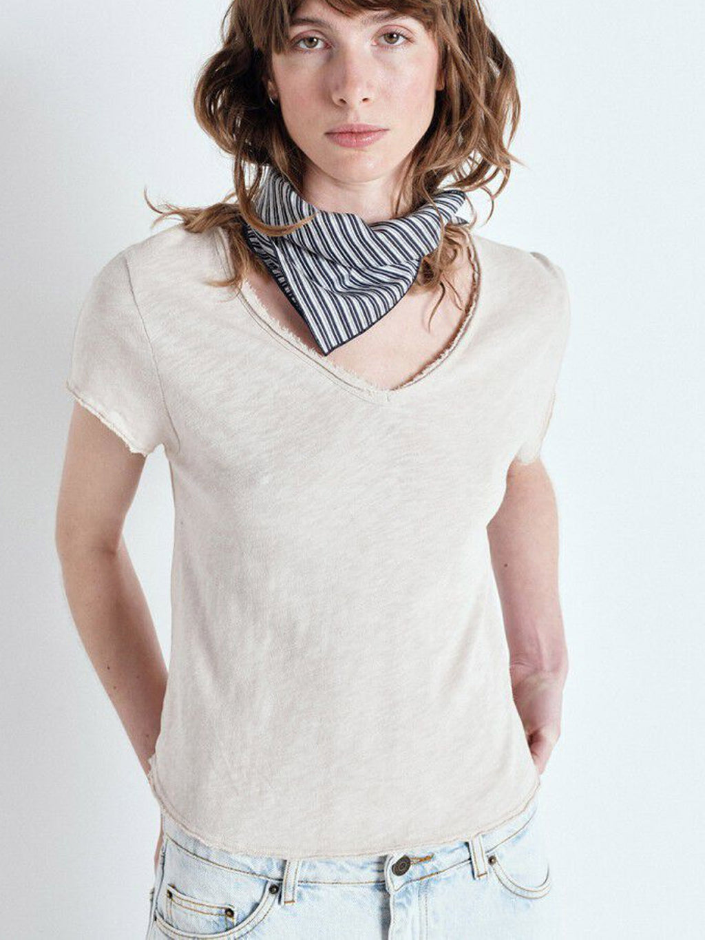 American Vintage Sonoma Cotton V Neck Tee - Vintage Mastic - Collector Store Sydney