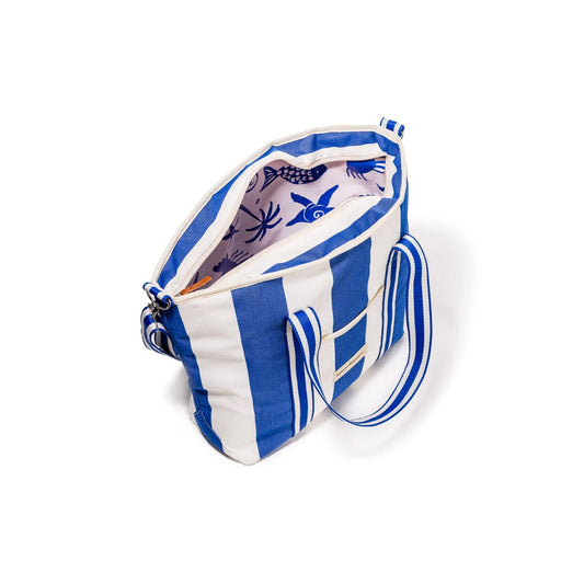THE COOLER TOTE BAG - MEDITERRANEAN BLUE STRIPE - Collector Store
