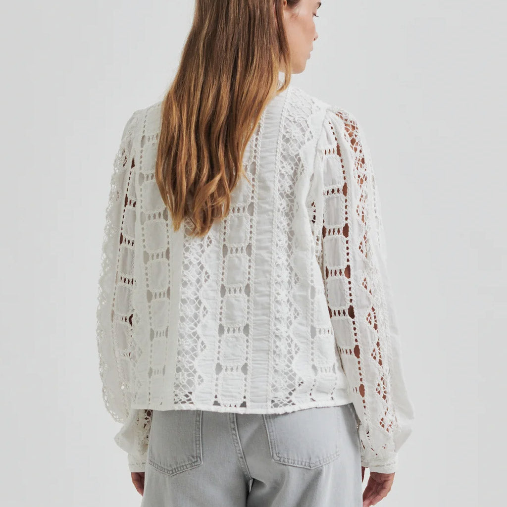 Second Female Millina Broderie Blouse Coconut Milk - Collector Store