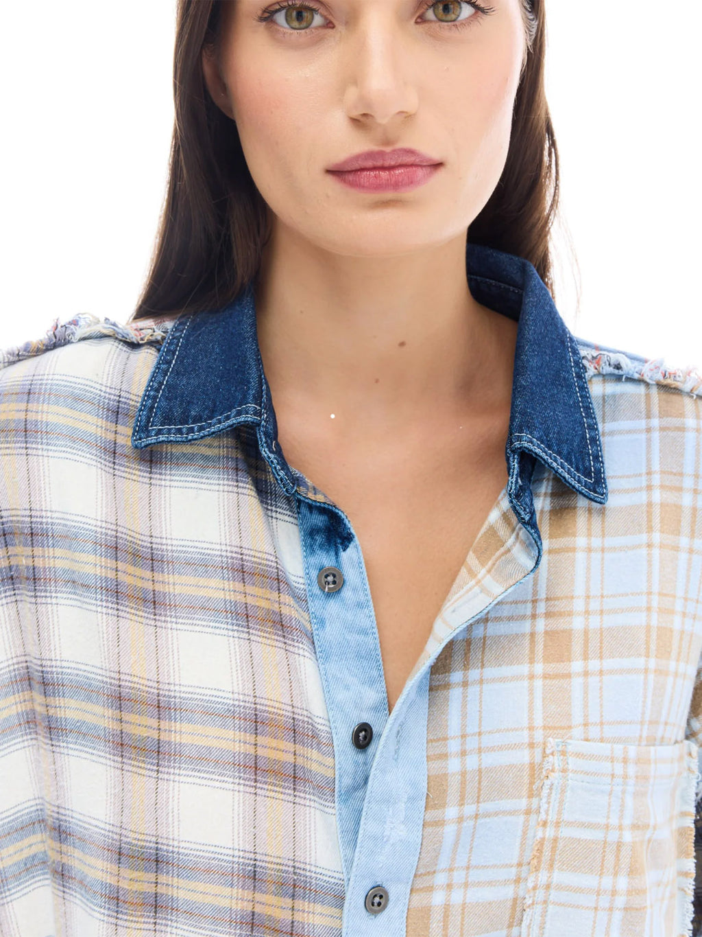 Tales : Mixed Flannel And Denim Shirt