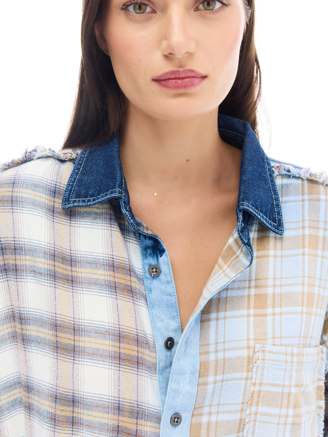 Tales : Mixed Flannel And Denim Shirt