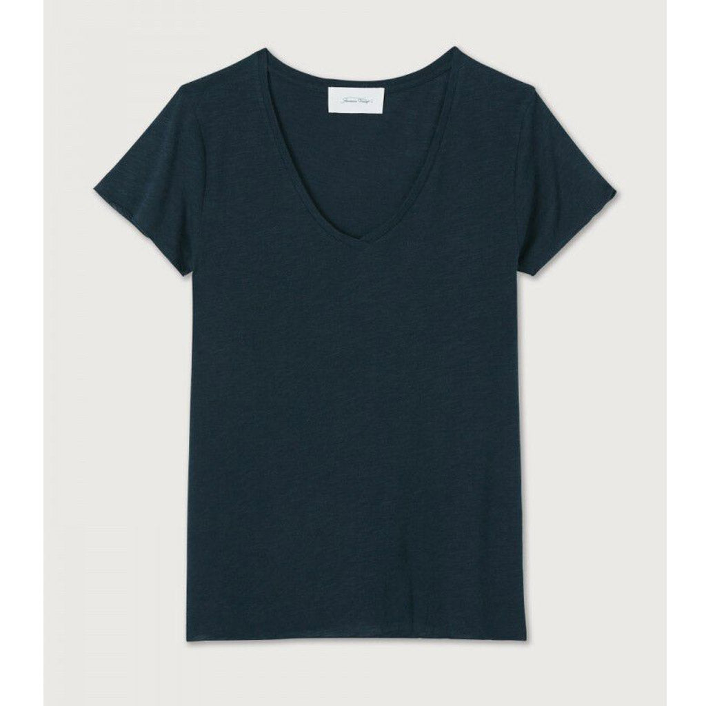 American Vintage Jacksonville  V Neck Tee - Navy - Collector Store