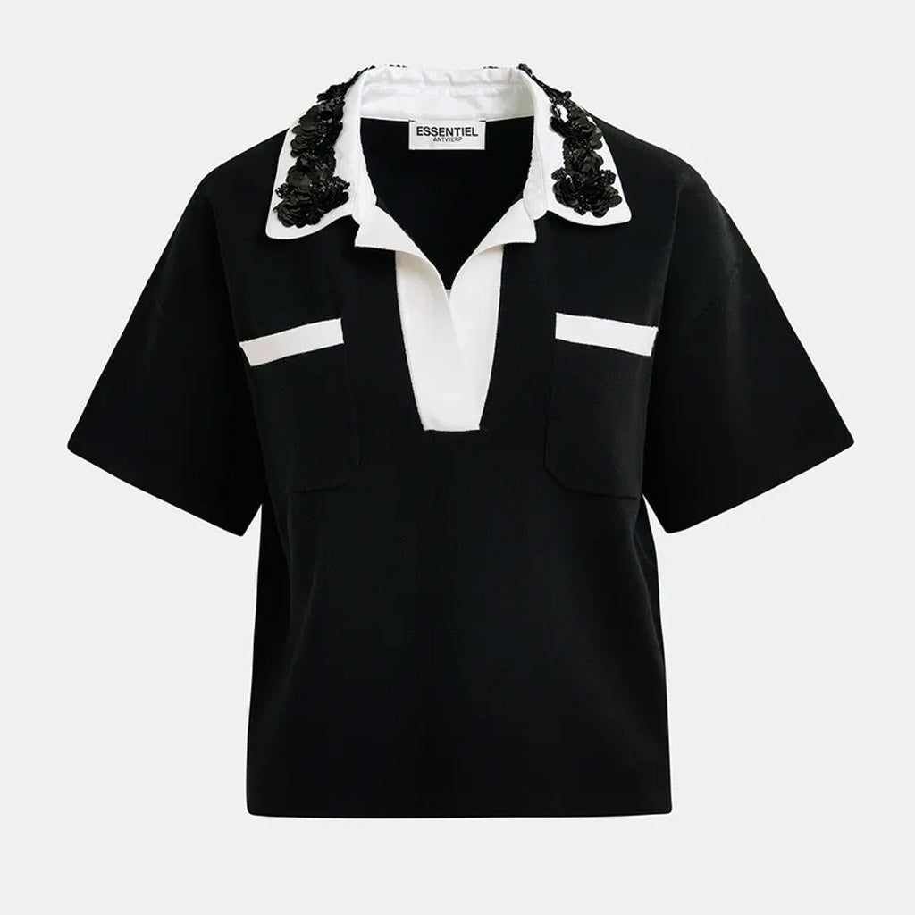Essentiel Antwerp | HOISEAU Embroidered Polo Black - Collector Store