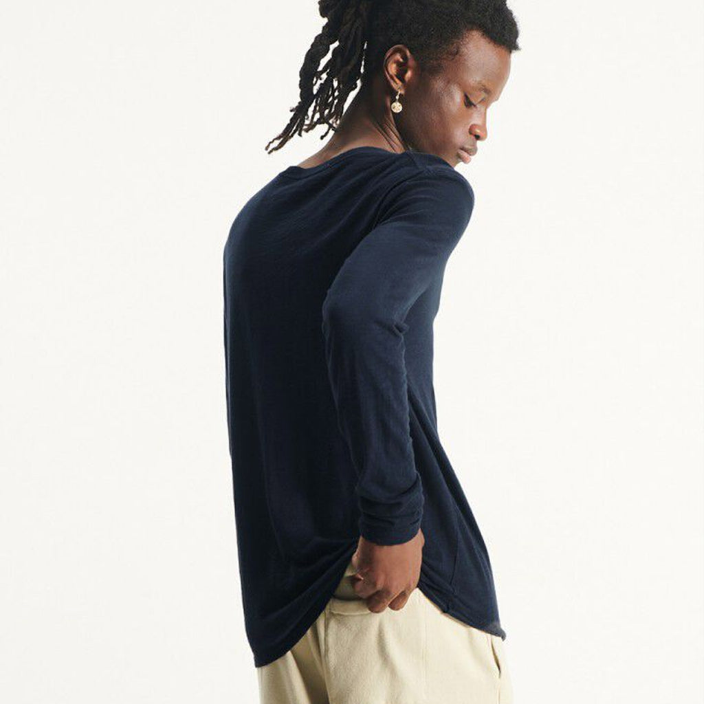 American Vintage Mens Round Neck L/S Tee - Bysapick - Navy - Collector Store Sydney