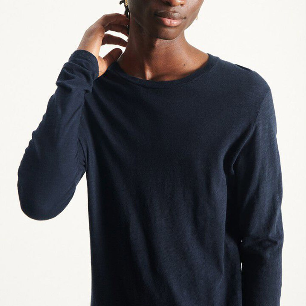 American Vintage Mens Round Neck L/S Tee - Bysapick - Navy - Collector Store Sydney