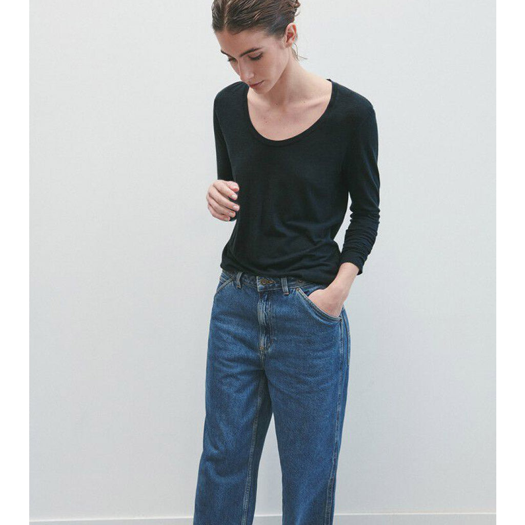 American Vintage Jacksonville L/S Round Scoop Neck - Navy - Collector Store Sydney