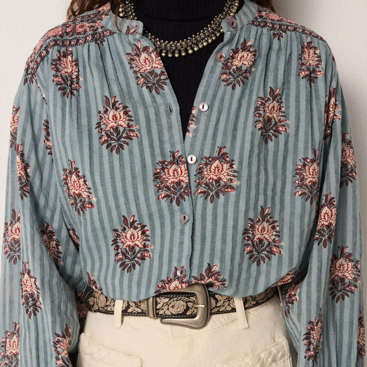 OMARA BLOUSE Cerulean Mist - Collector Store Sydney