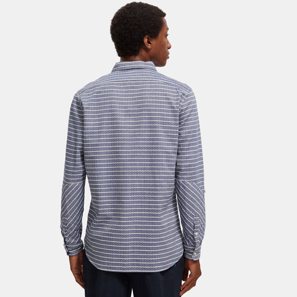 Scotch & Soda : Regular-fit striped sleeve-adjustment shirt : Night - Collector Store