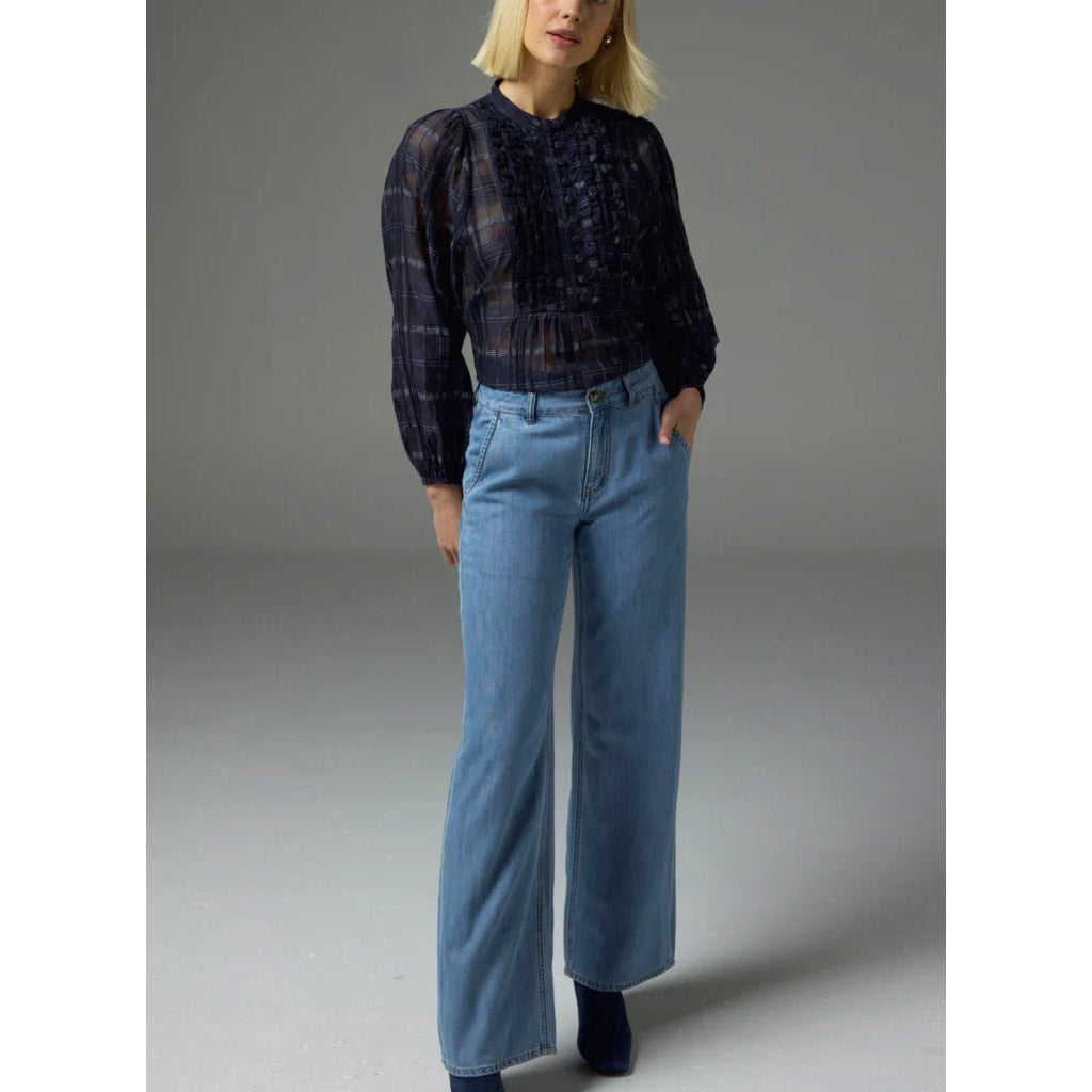Zoe kratzmann Passage Top - Ink Black Check - Collector Store
