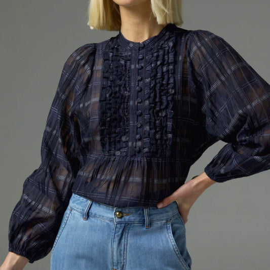 Zoe kratzmann Passage Top - Ink Black Check - Collector Store