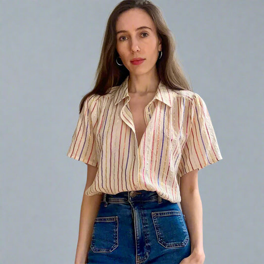 Marie Louise De Monterey - Persanne Blouse Rainbow Stripe - Collector Store