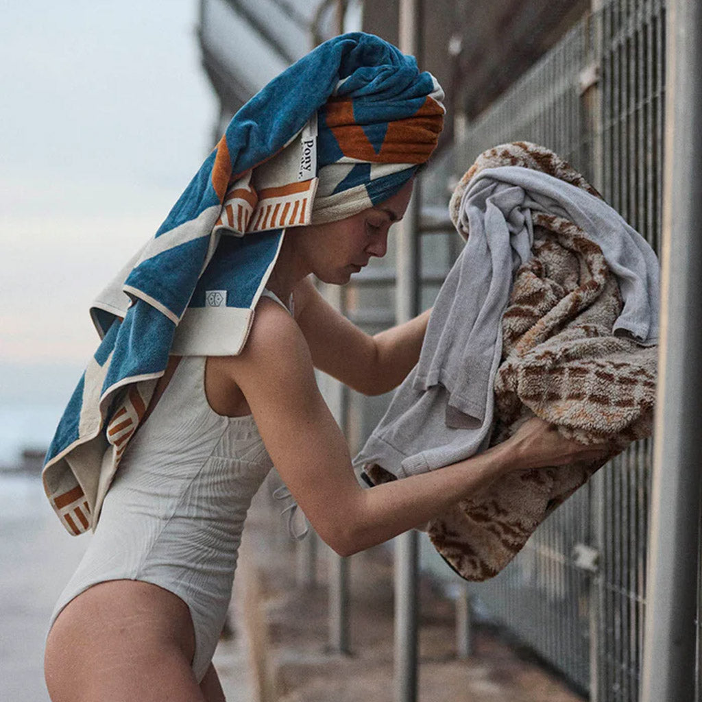 Pony Rider |Canyon River Large Towel | Natural / Blue - Collector Store