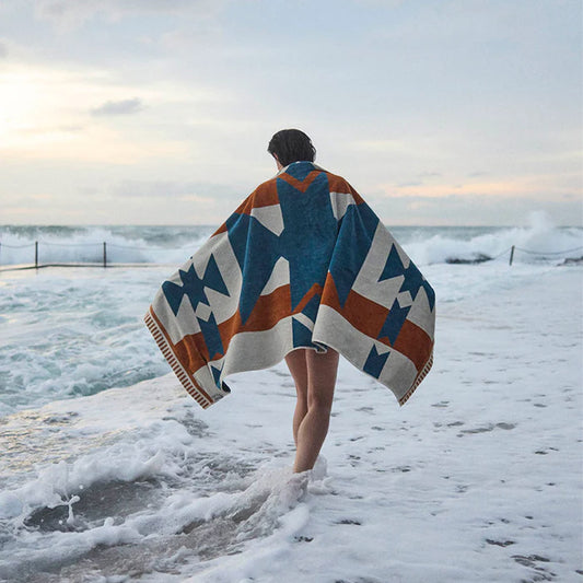 Pony Rider |Canyon River Large Towel | Natural / Blue - Collector Store