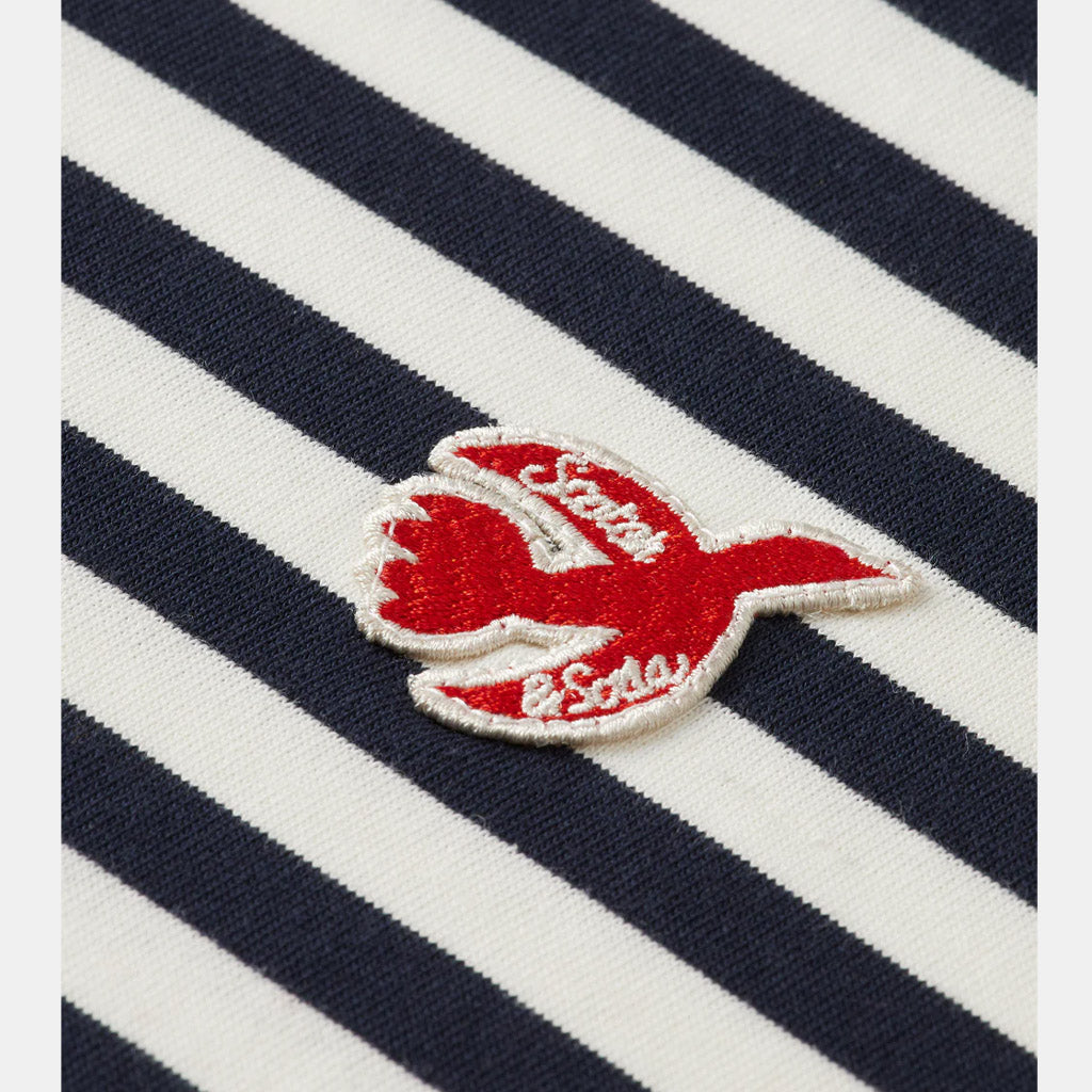 Scotch & Soda Regular-fit striped t-shirt  - Peace bird - White - Collector Store