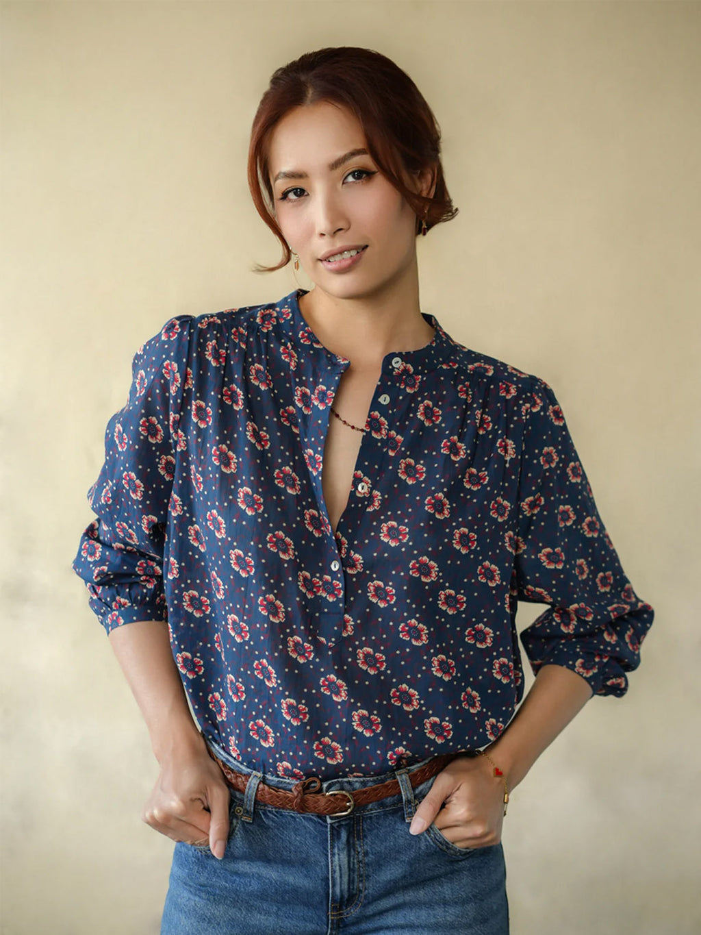 Marie Louise De Monterey - Persian Blouse - Navy