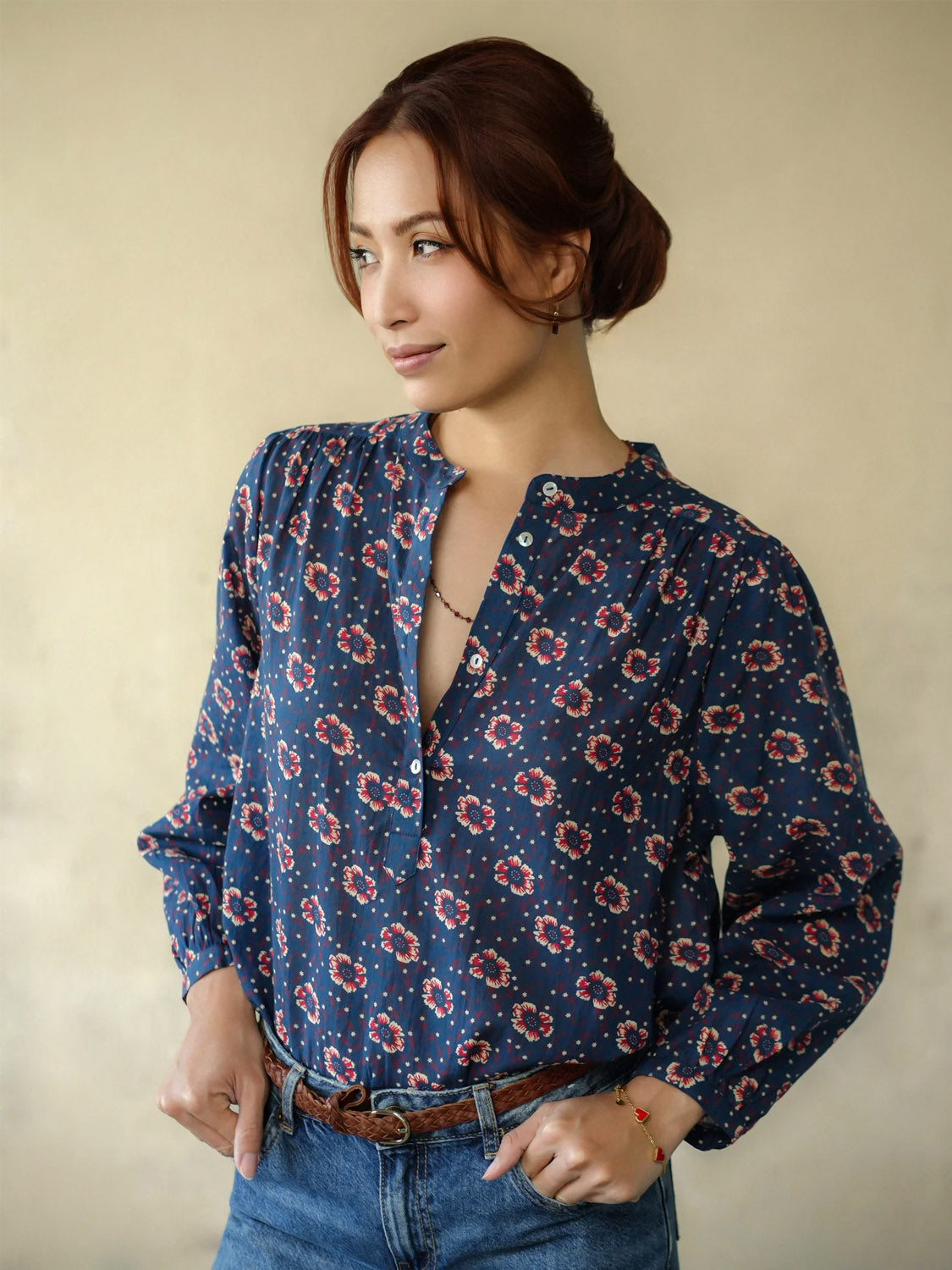 Marie Louise De Monterey - Persian Blouse - Navy