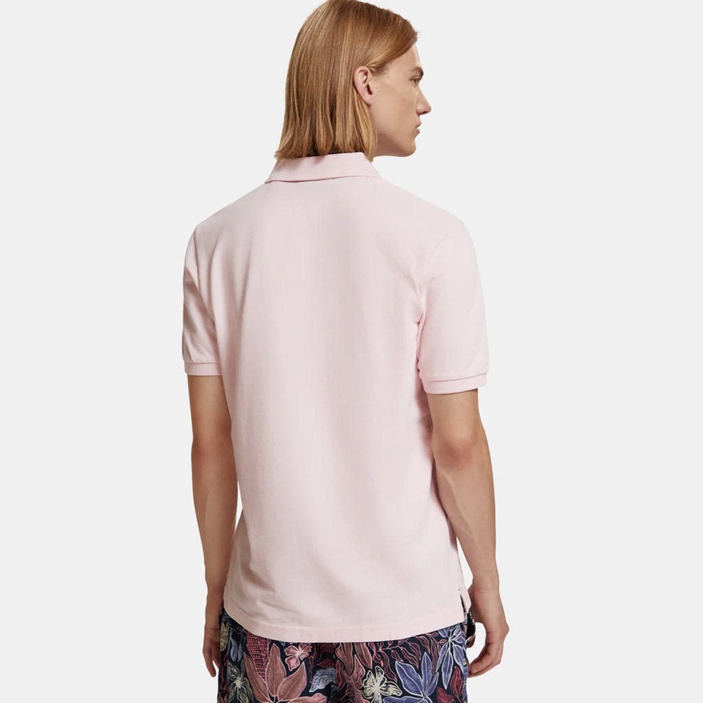 Scotch & Soda : Garment-dyed pique polo shirt : Pink Cloud - Collector Store