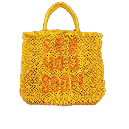 The Jacksons - See You Soon Woven Jute Bag - Burnt Orange Yellow - Small - Collector Store