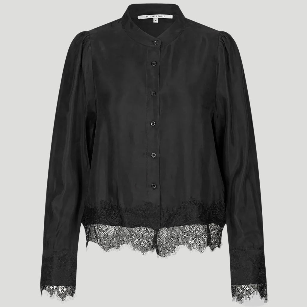 Second Female Esmae Lace Shirt Black - Collector Store
