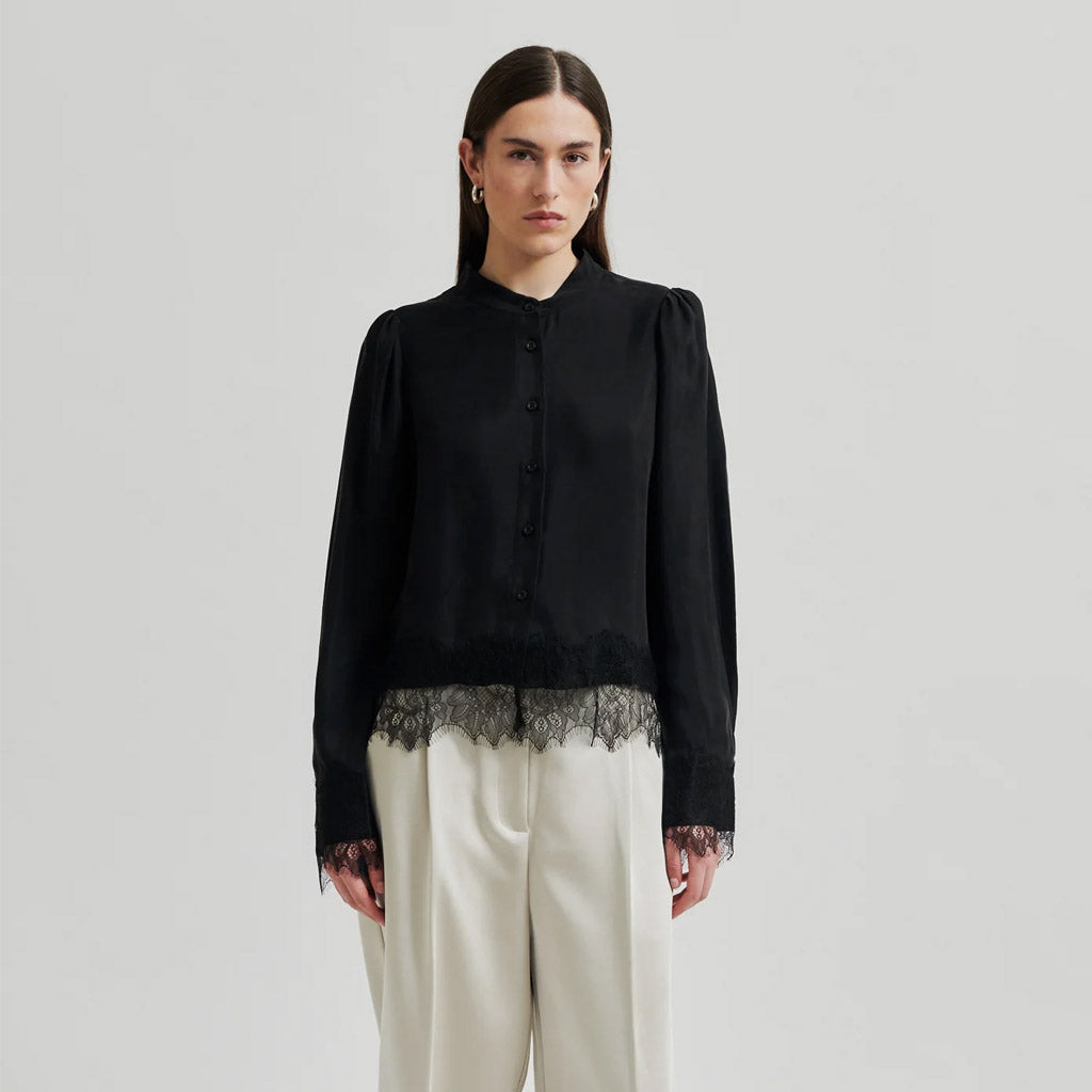 Second Female Esmae Lace Shirt Black - Collector Store