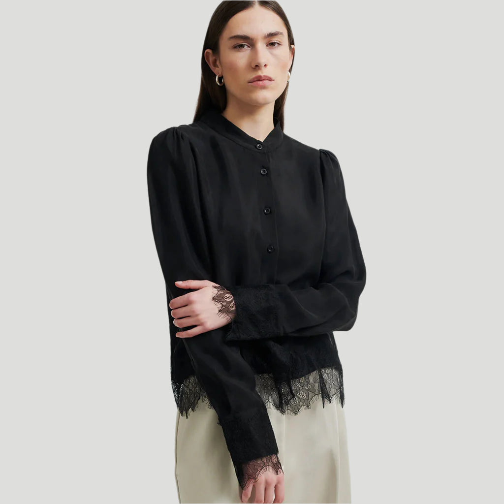 Second Female Esmae Lace Shirt Black - Collector Store