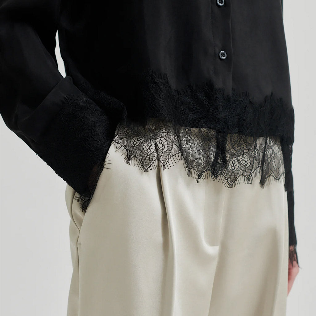 Second Female Esmae Lace Shirt Black - Collector Store