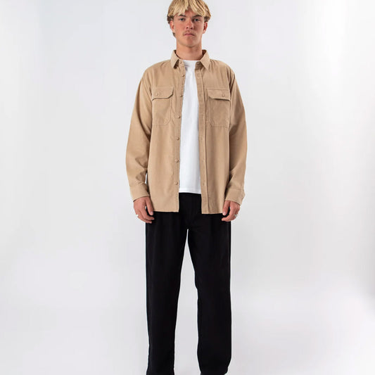 Mr Simple Sawyer Cord L/S Shirt - Stone - Collector Store