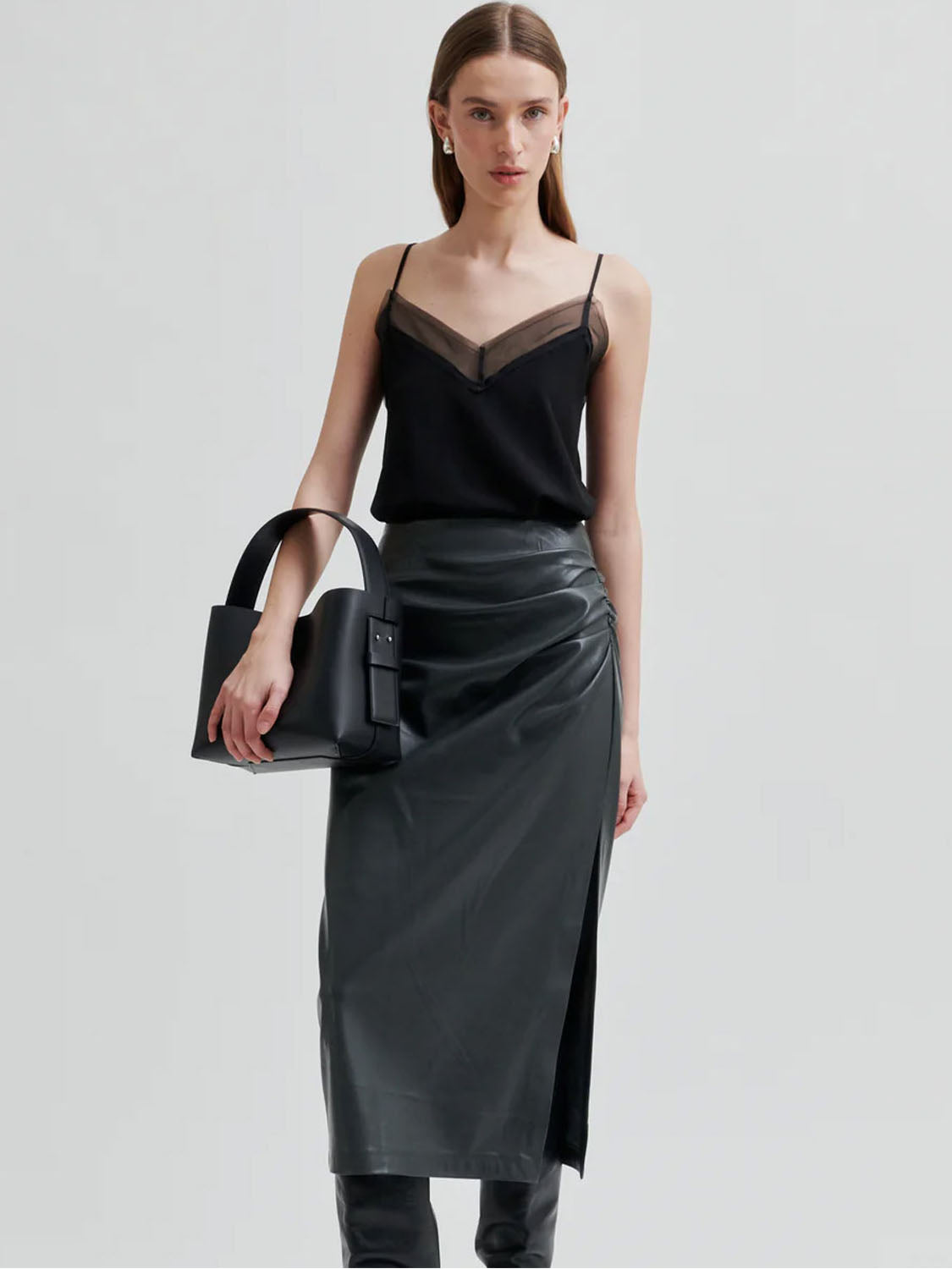 Second Female : Diaz Sheer detail top Black - Collector Store Sydney