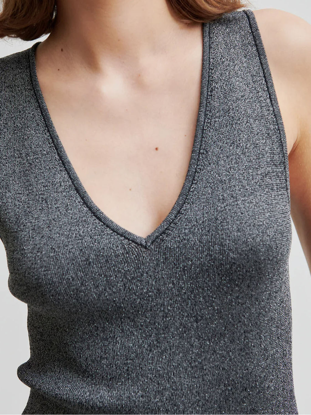 Second Female : Bright Knit Lurex top Gun Metal - Collector Store Sydney
