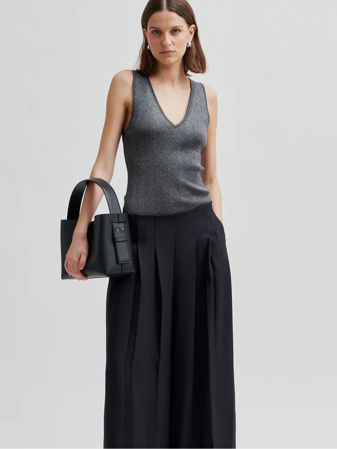 Second Female : Bright Knit Lurex top Gun Metal - Collector Store Sydney