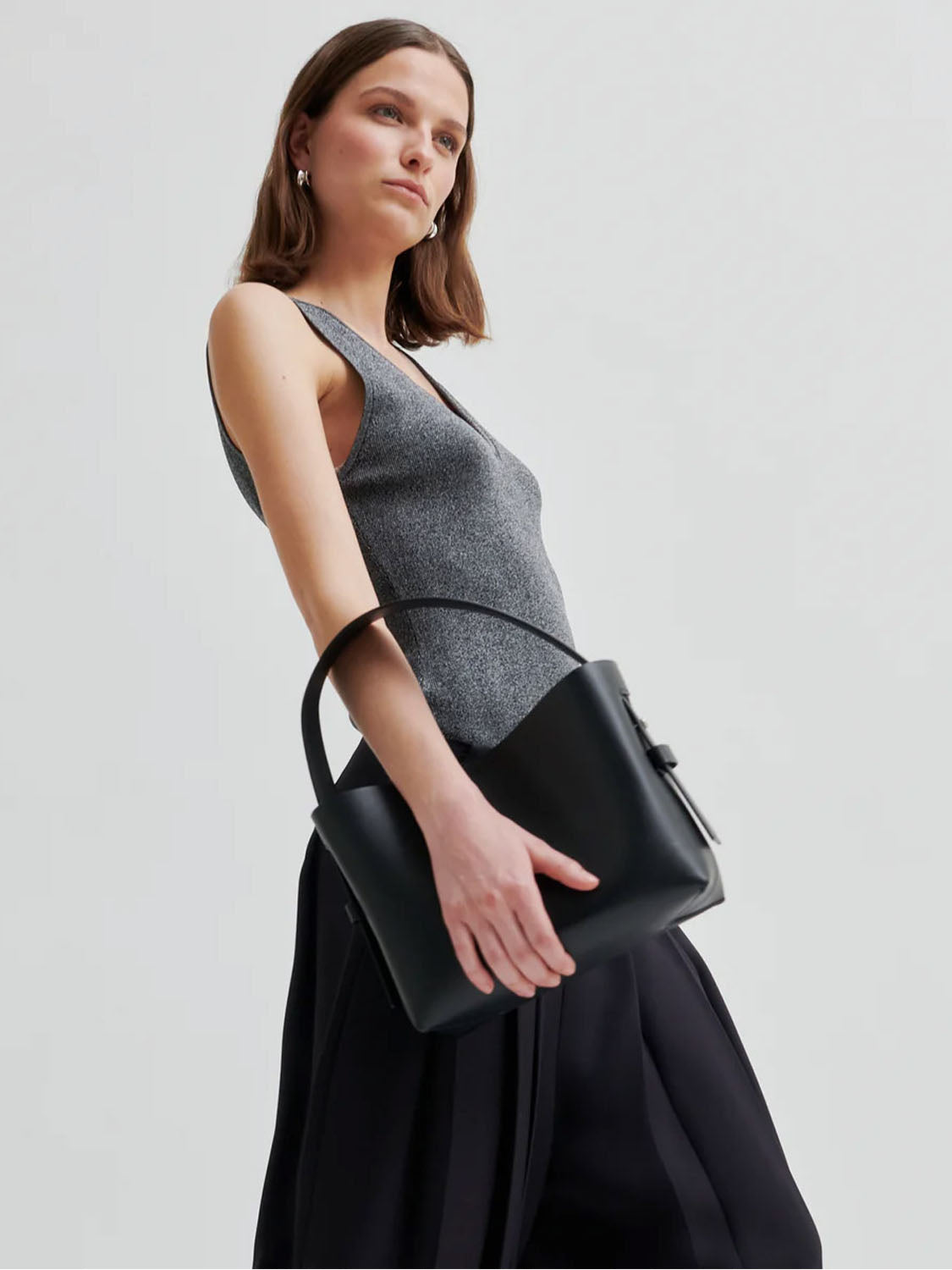 Second Female : Bright Knit Lurex top Gun Metal - Collector Store Sydney