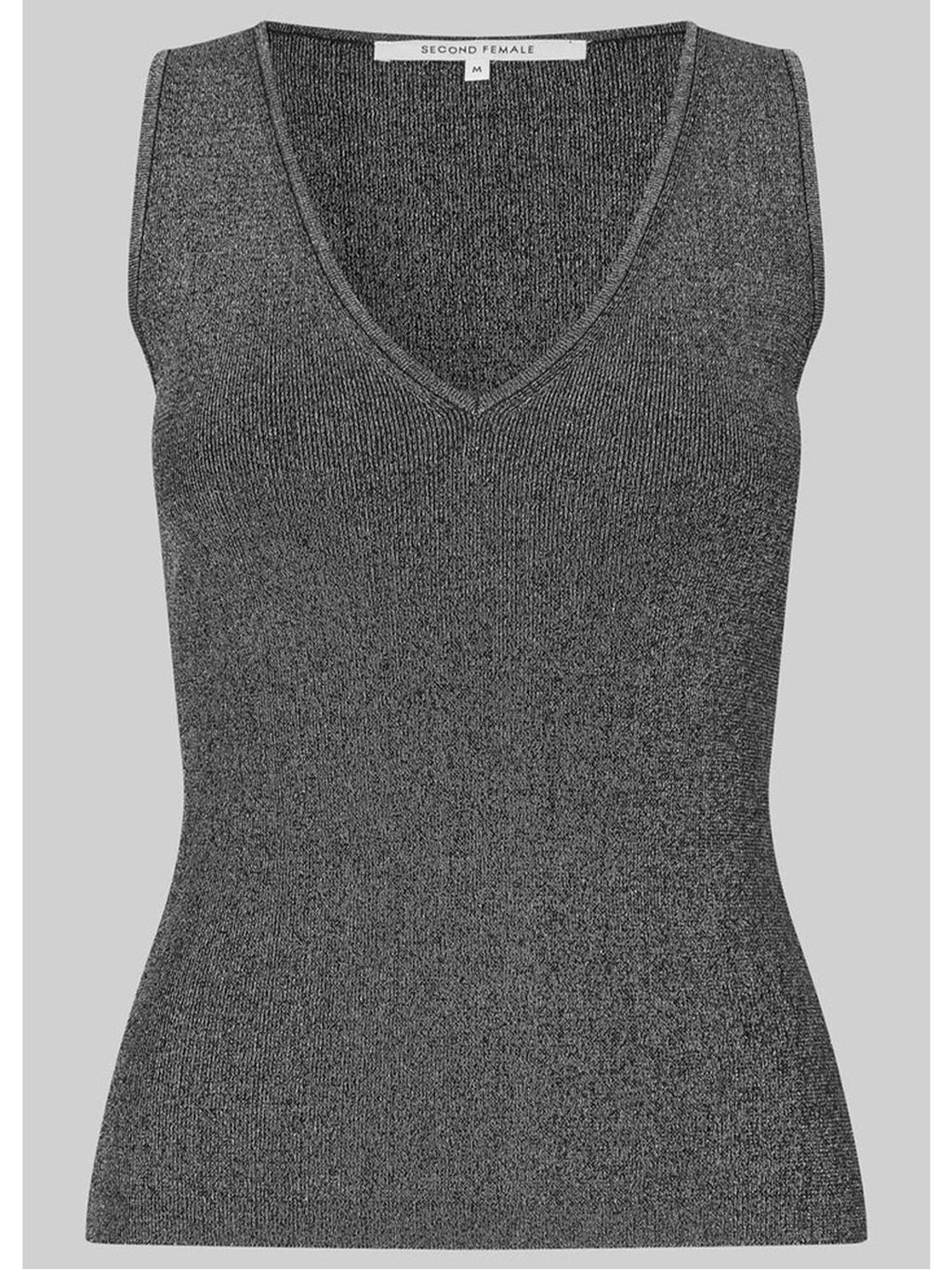 Second Female : Bright Knit Lurex top Gun Metal - Collector Store Sydney