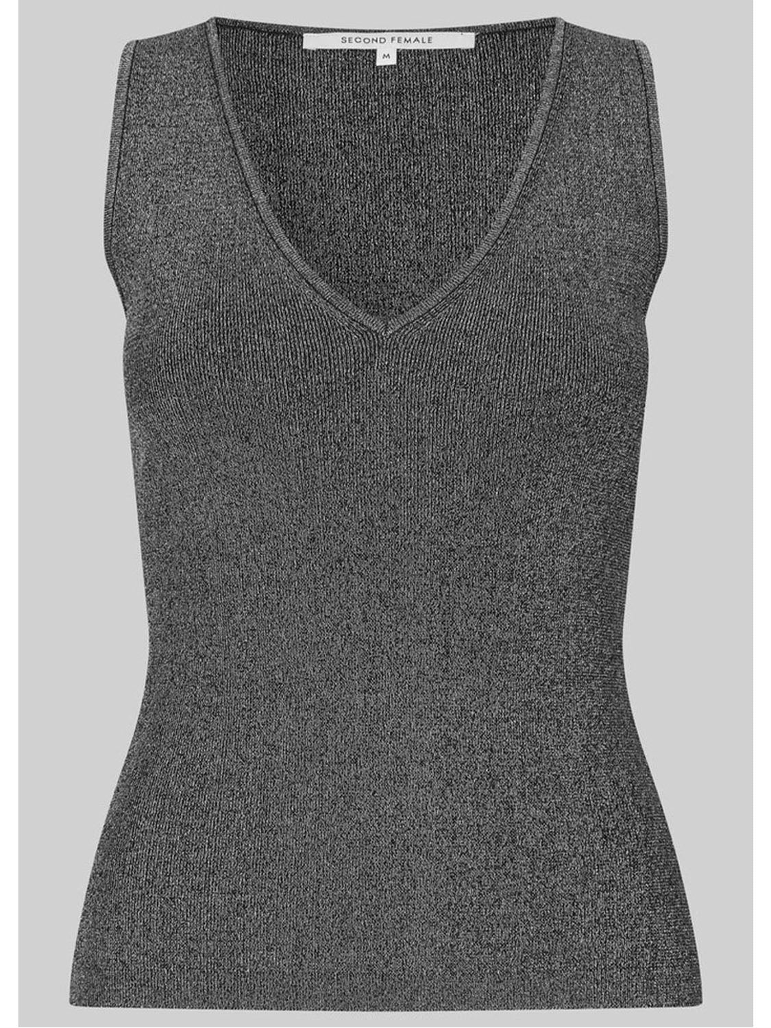 Second Female : Bright Knit Lurex top Gun Metal - Collector Store Sydney