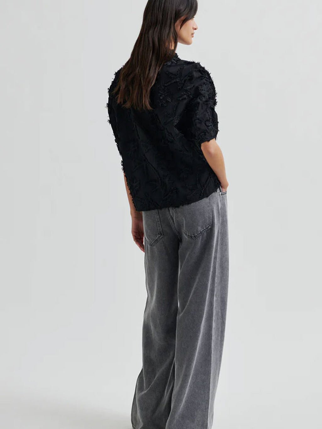 Second Female : Seena textured SS Shirt Black - Collector Store Sydney