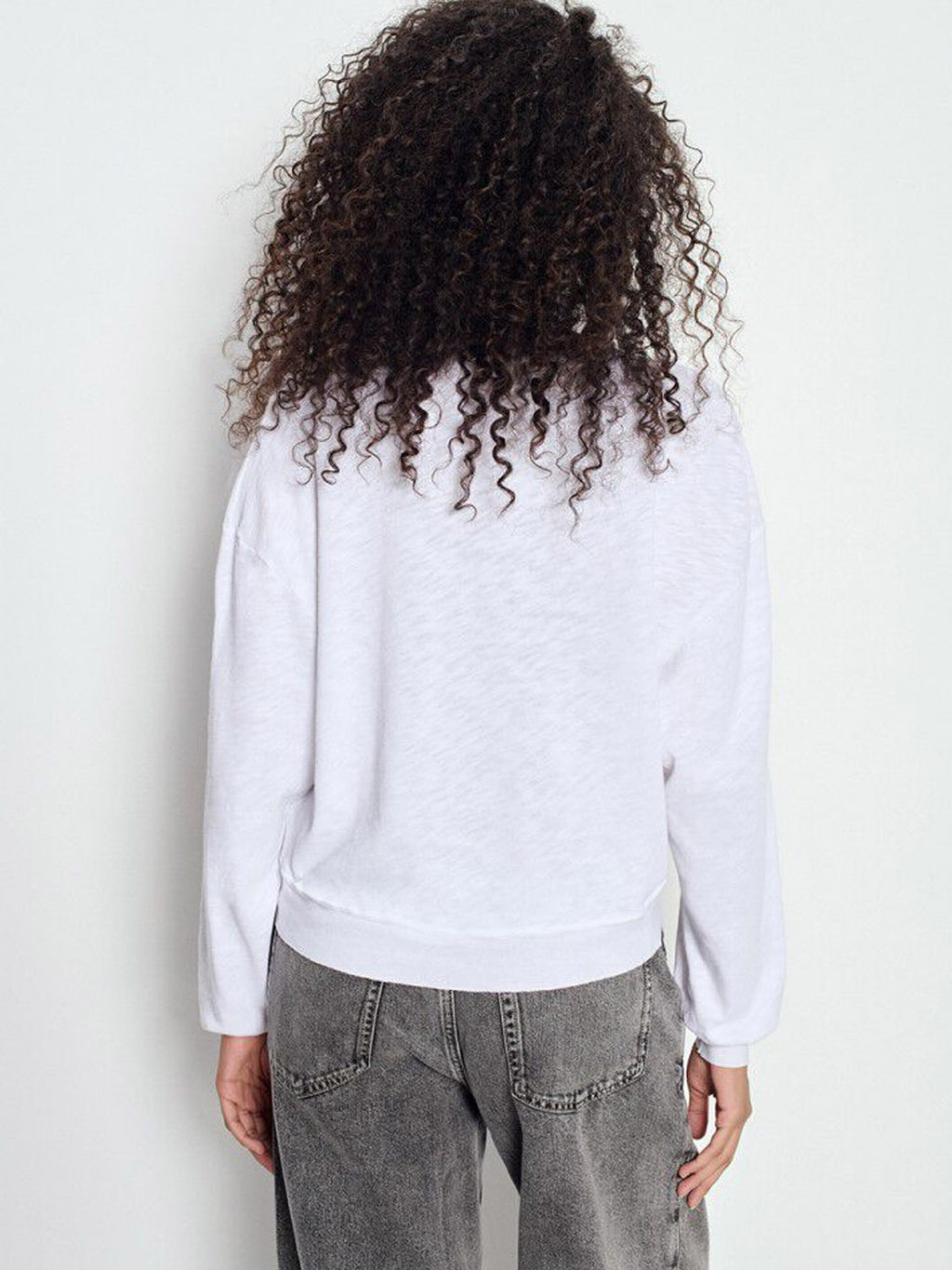 American Vintage  Sonoma Long Sleeve High Round Tee - White