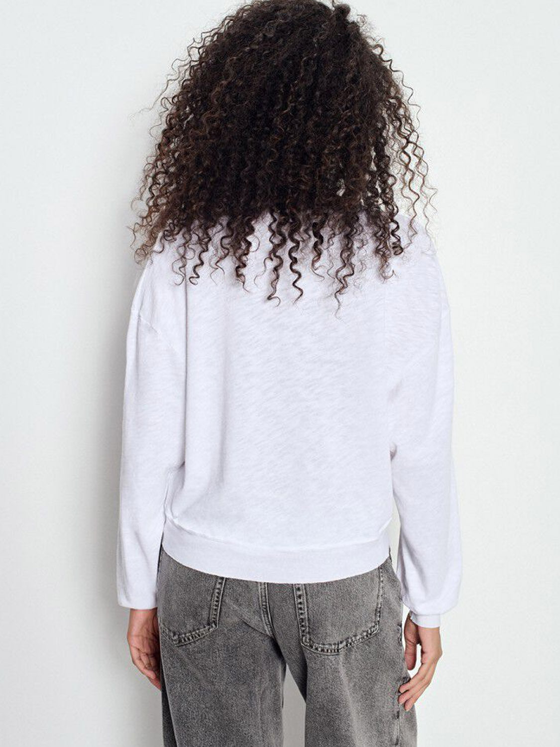 American Vintage  Sonoma Long Sleeve High Round Tee - White