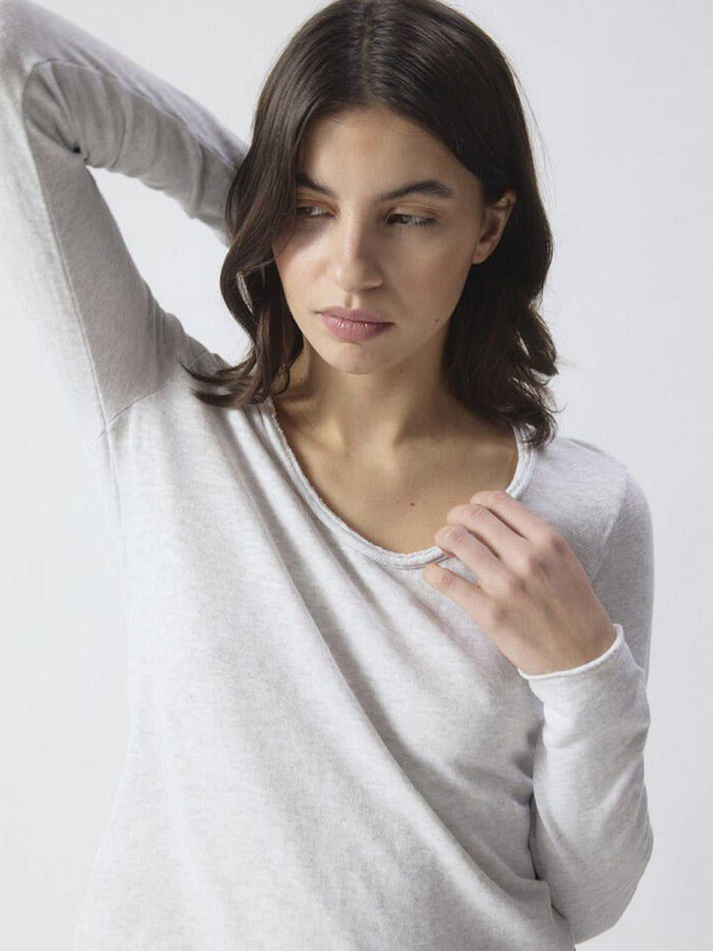 American Vintage  Sonoma Long Sleeve Scoop Neck Tee - Arctic Melange