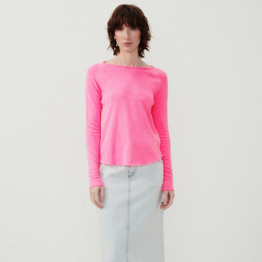 American Vintage Sonoma L/S Round Neck Tee - Fluro Acid Pink - Collector Store