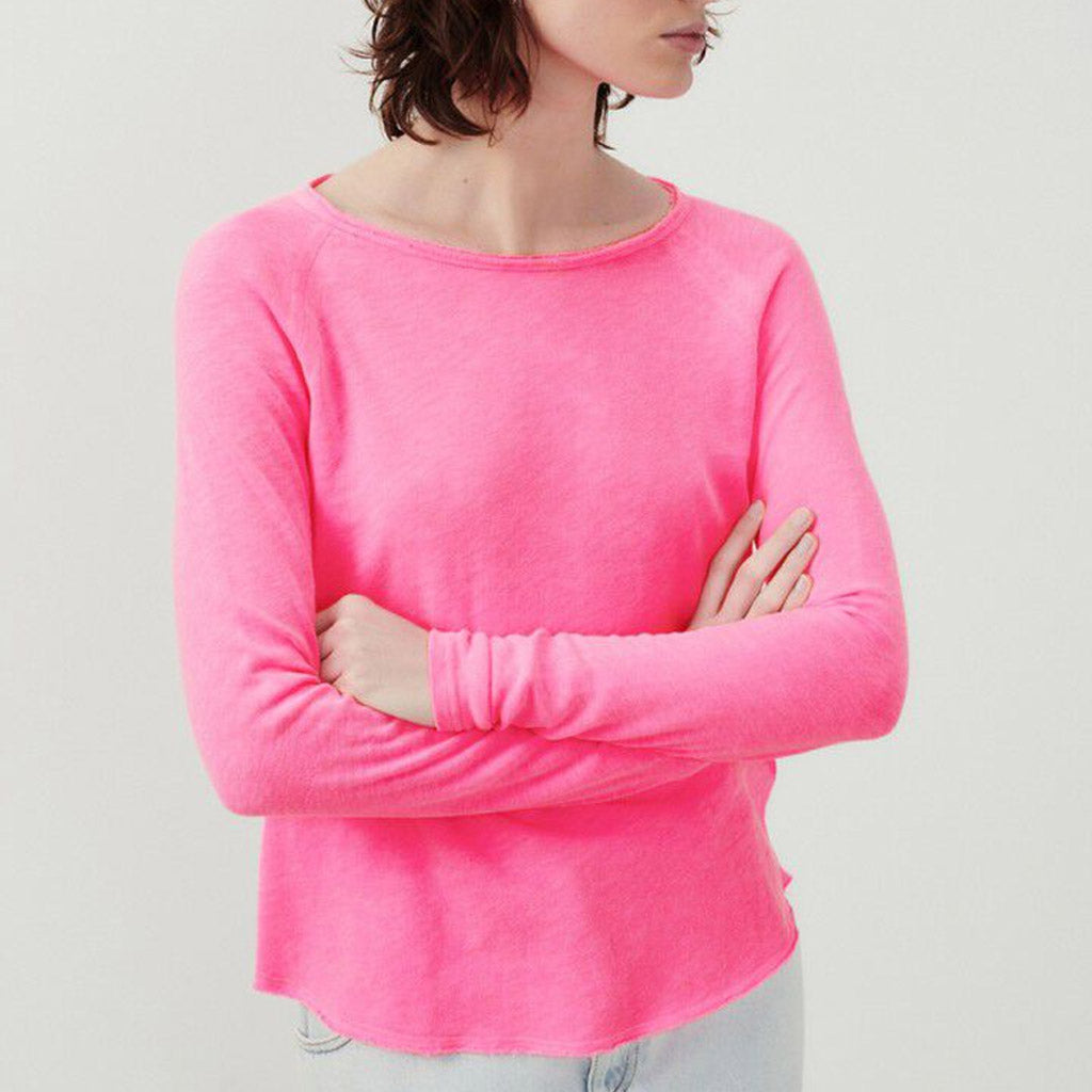 American Vintage Sonoma L/S Round Neck Tee - Fluro Acid Pink - Collector Store