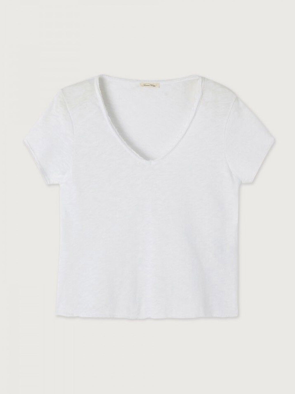 American Vintage Cotton V Neck Tee - Sonoma -  White