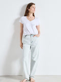 American Vintage Cotton V Neck Tee - Sonoma -  White