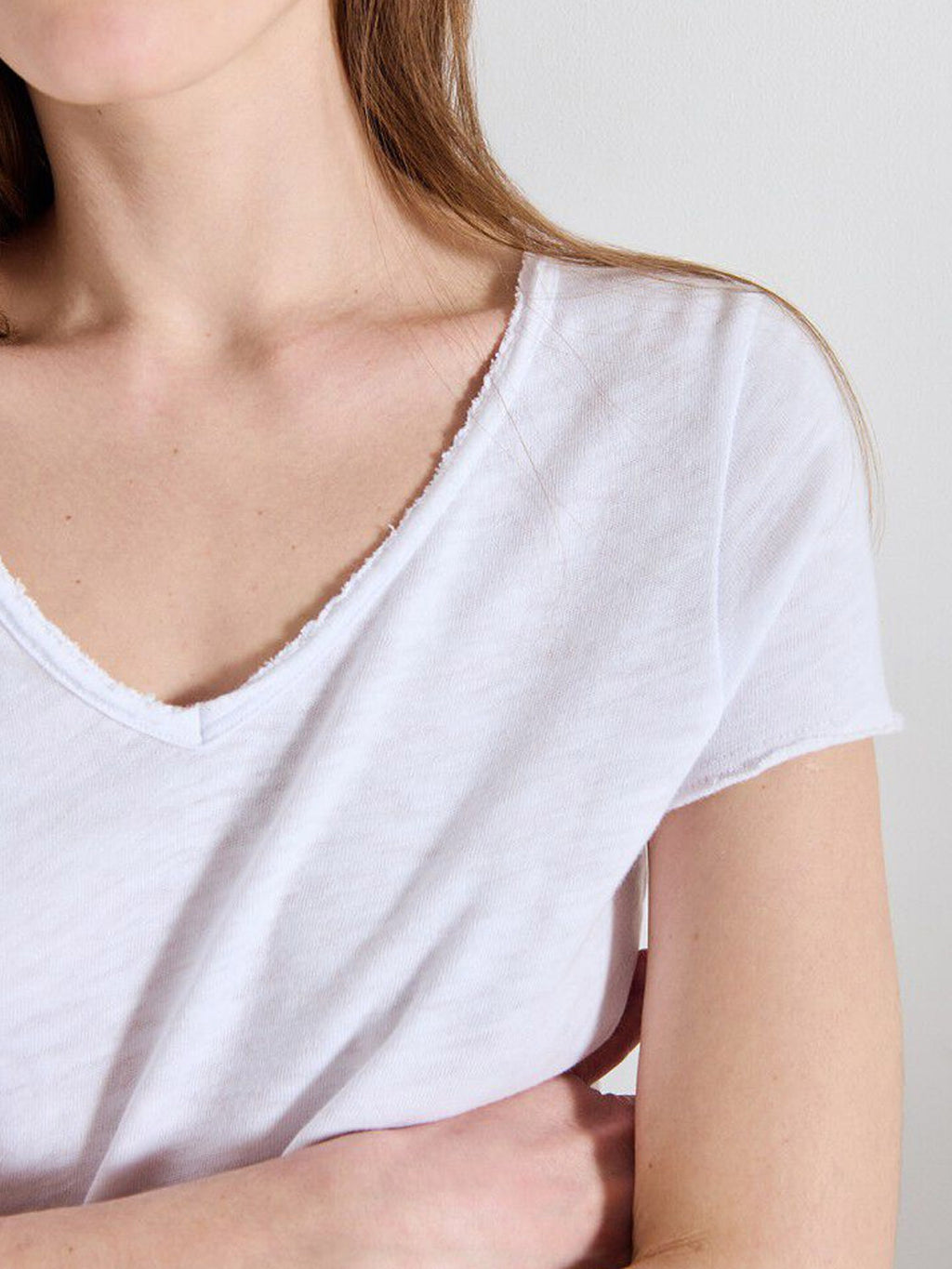 American Vintage Cotton V Neck Tee - Sonoma -  White