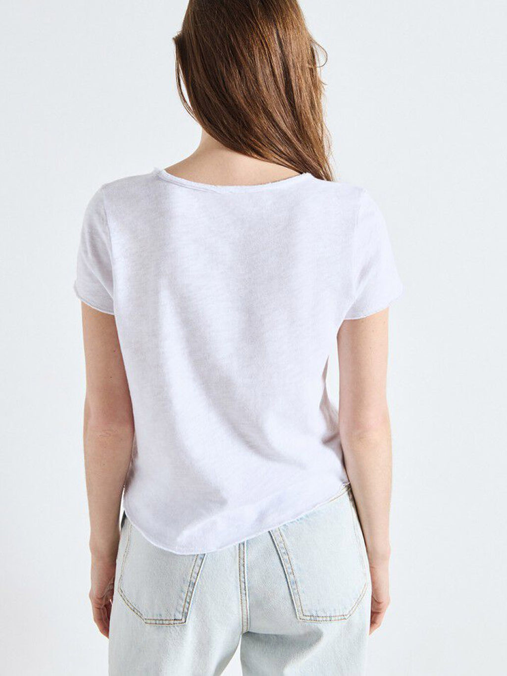 American Vintage Cotton V Neck Tee - Sonoma -  White