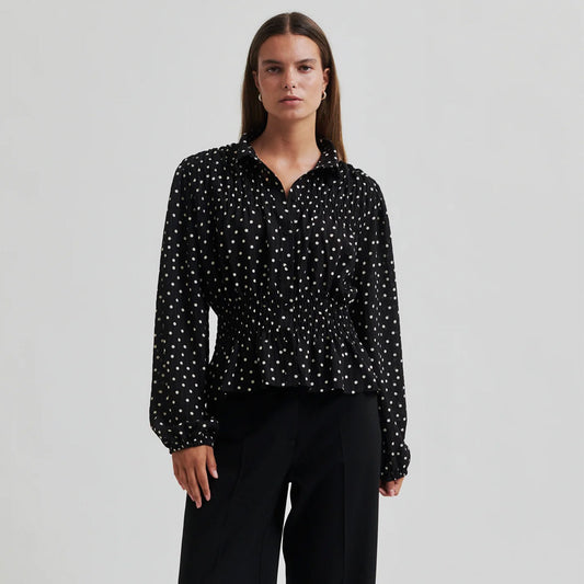 Second Female Tuva Spot Print Shirt Black - Collector Store