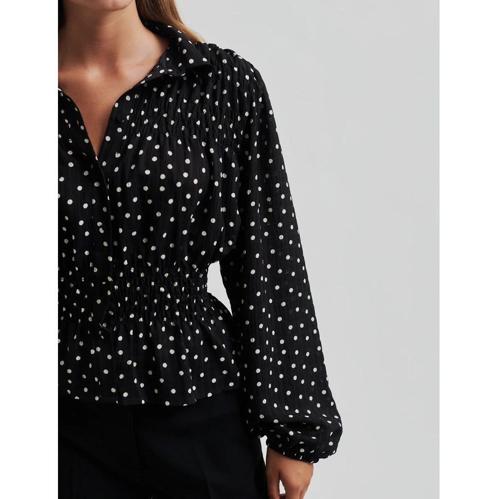 Second Female Tuva Spot Print Shirt Black - Collector Store