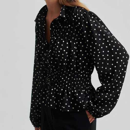 Second Female Tuva Spot Print Shirt Black - Collector Store