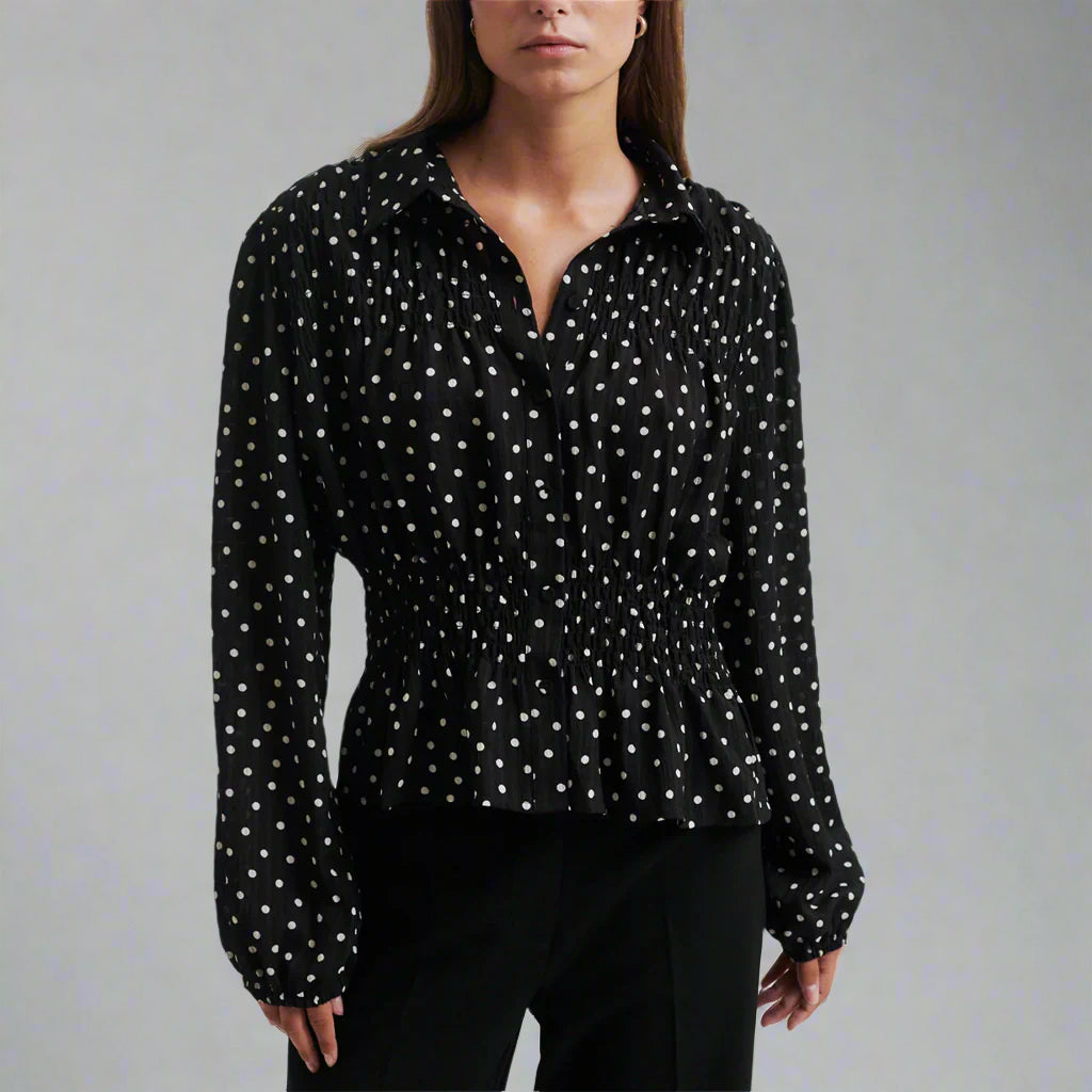Second Female Tuva Spot Print Shirt Black - Collector Store