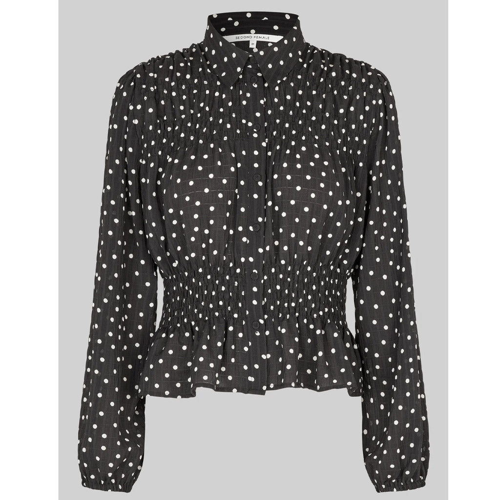 Second Female Tuva Spot Print Shirt Black - Collector Store