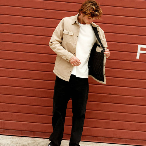 Mr Simple Quilted Cord Jacket - Stone - Collector Store Sydney